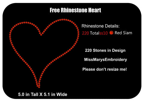 Rhinestone Heart SVG MissMarysEmbroidery 