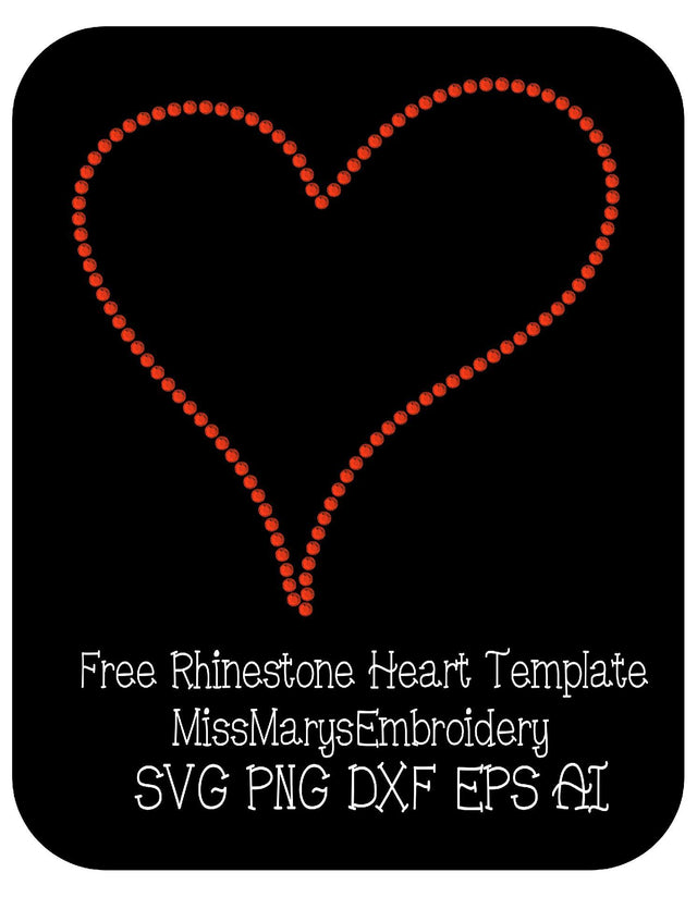 Rhinestone Heart SVG MissMarysEmbroidery 