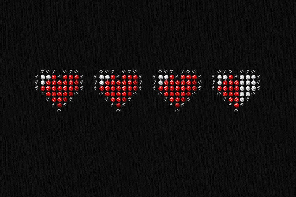 Rhinestone Pixel Heart Row Template - So Fontsy