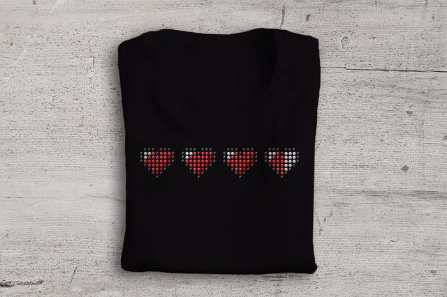 Rhinestone Pixel Heart Row Template SVG Designed by Geeks 