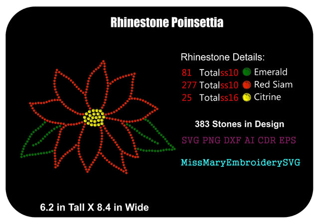 Rhinestone Poinsettia SVG MissMarysEmbroidery 