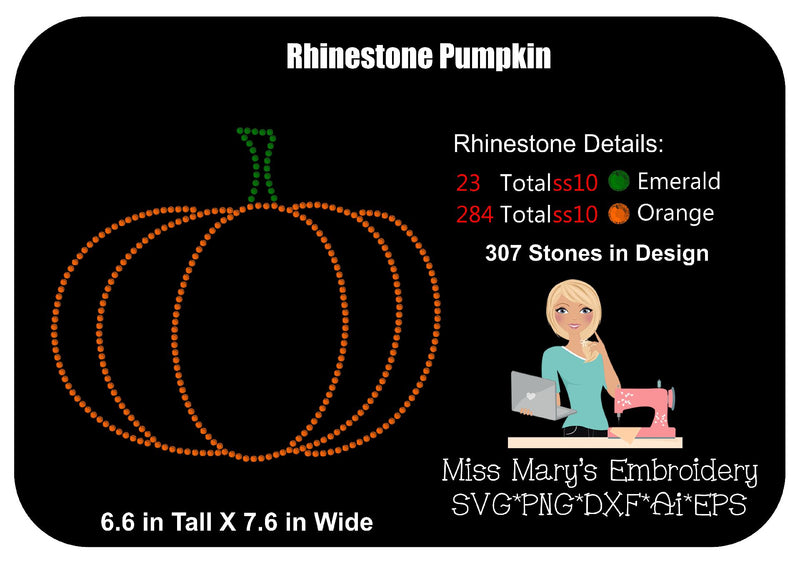 Rhinestone Pumpkin SVG MissMarysEmbroidery 
