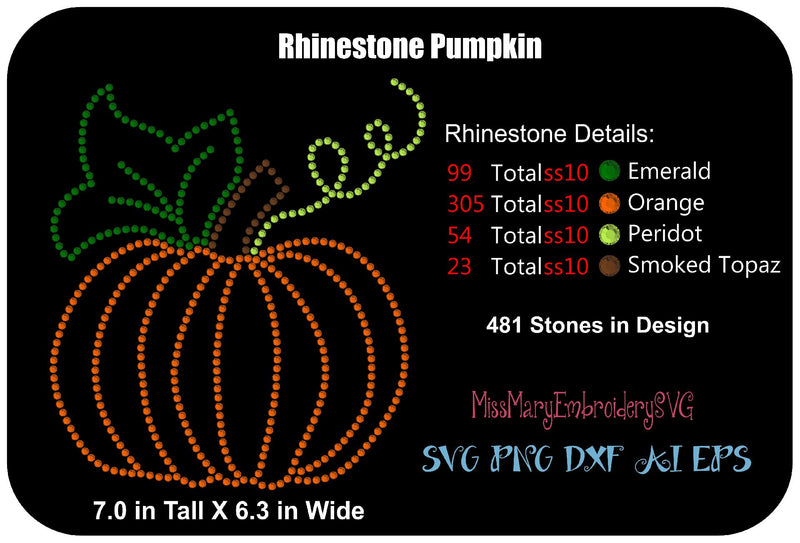 Rhinestone Pumpkin SVG MissMarysEmbroidery 