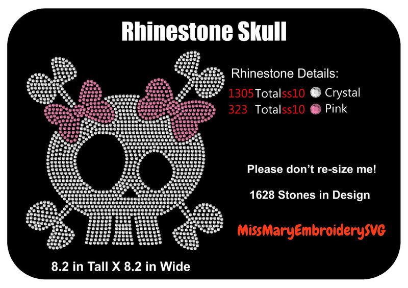Rhinestone Skull with Bows SVG MissMarysEmbroidery 