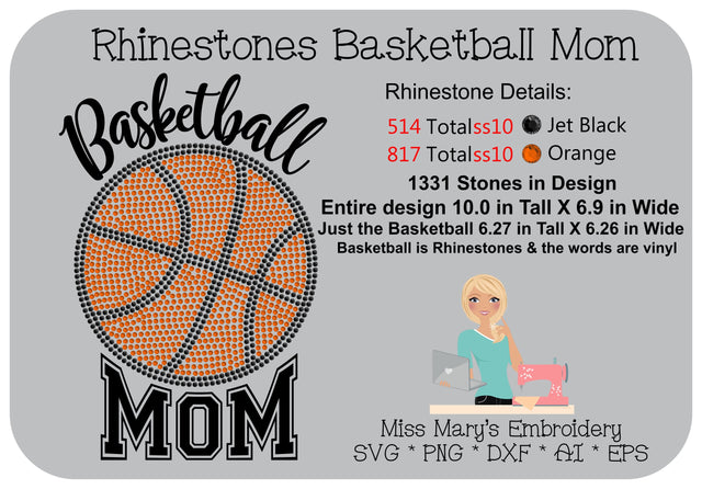 Rhinestone & Vinyl Basketball Mom SVG MissMarysEmbroidery 