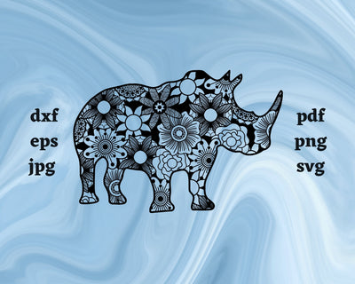 Rhinoceros Mandala SVG Cut File SVG Northern Light SVG 