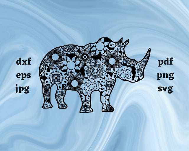 Rhinoceros Mandala SVG Cut File SVG Northern Light SVG 