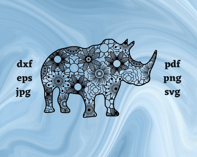 Rhinoceros Mandala SVG Cut File SVG Northern Light SVG 