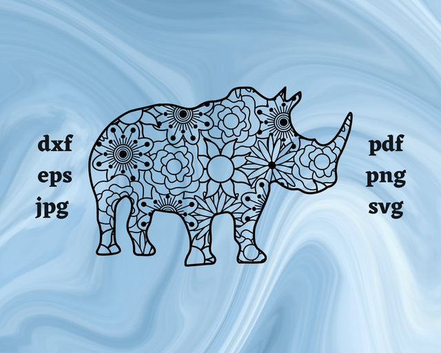 Rhinoceros Mandala SVG Cut File SVG Northern Light SVG 