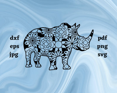 Rhinoceros Mandala SVG Cut File SVG Northern Light SVG 
