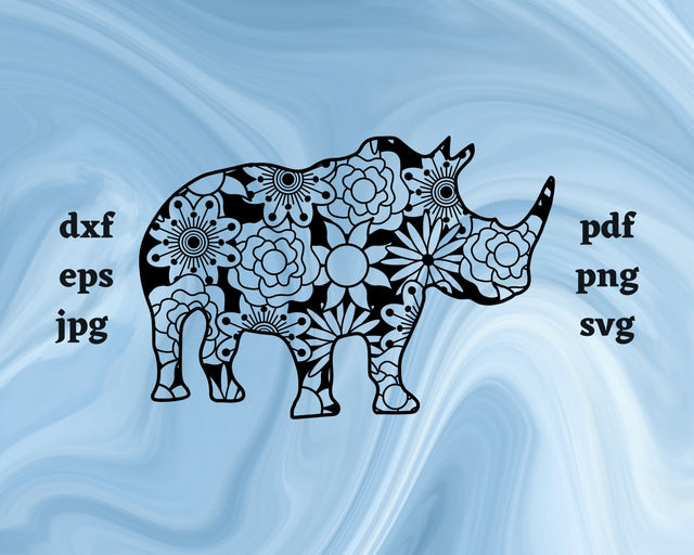 Rhinoceros Mandala SVG Cut File SVG Northern Light SVG 