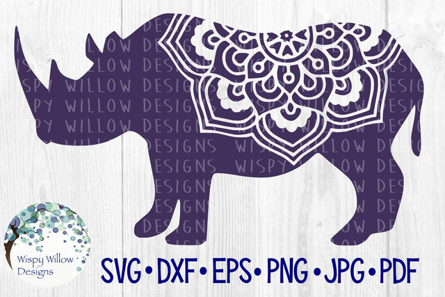 Rhinoceros Mandala SVG Wispy Willow Designs 