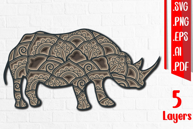 Rhinoceros Multilayer 3D Paper zafrans studio 