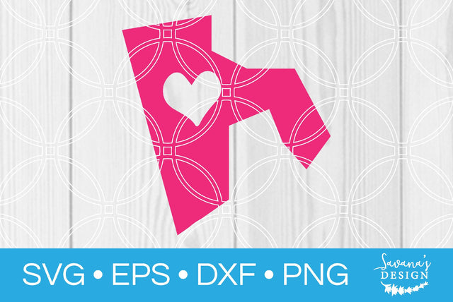 Rhode Island State with Heart SVG SavanasDesign 