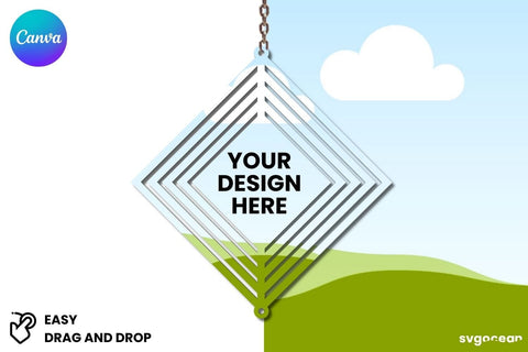 Rhombus Wind Spinner Canva Mockup | Editable | Easy to use Mock Up Photo SvgOcean 