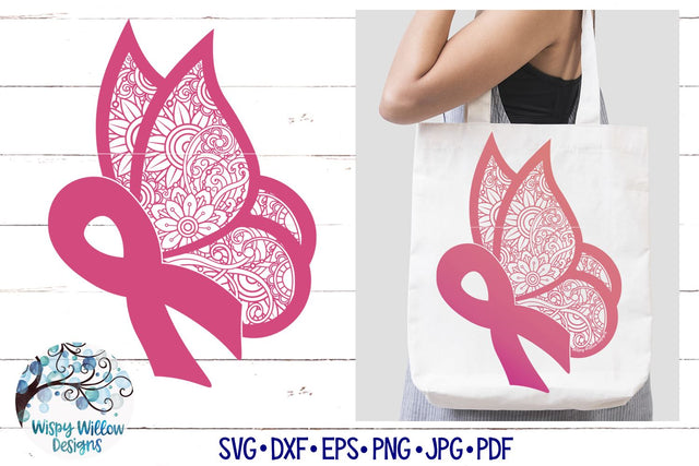 Ribbon Butterfly Mandala Zentangle SVG SVG Wispy Willow Designs 