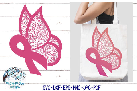 Ribbon Butterfly Mandala Zentangle SVG SVG Wispy Willow Designs 