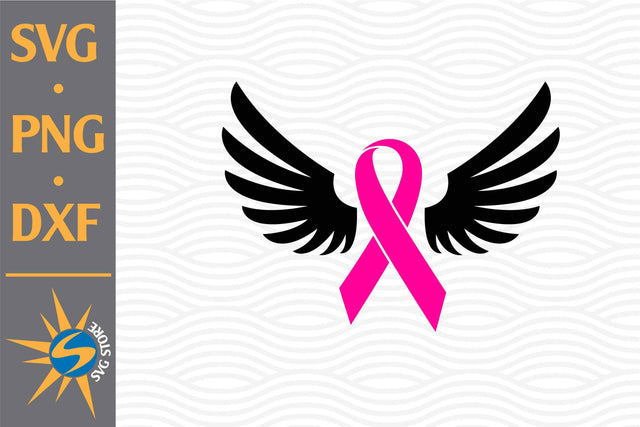 Ribbon Cancer Angle Wing SVG, PNG, DXF Digital Files Include SVG SVGStoreShop 