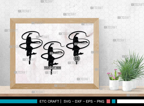 Ribbon Dancer Monogram, Ribbon Dancer Silhouette, Ribbon Dancer SVG, Dancer Svg, Ballet Ribbon Svg, Gymnastic Svg, SB00399 SVG ETC Craft 