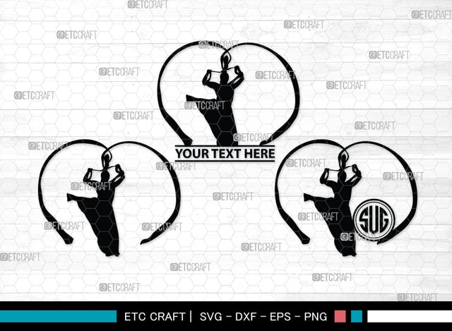Ribbon Dancer Monogram, Ribbon Dancer Silhouette, Ribbon Dancer SVG, Dancer Svg, Ballet Ribbon Svg, Gymnastic Svg, SB00399 SVG ETC Craft 