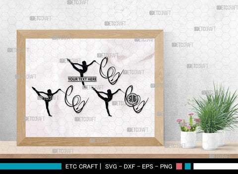 Ribbon Dancer Monogram, Ribbon Dancer Silhouette, Ribbon Dancer SVG, Dancer Svg, Ballet Ribbon Svg, Gymnastic Svg, SB00399 SVG ETC Craft 