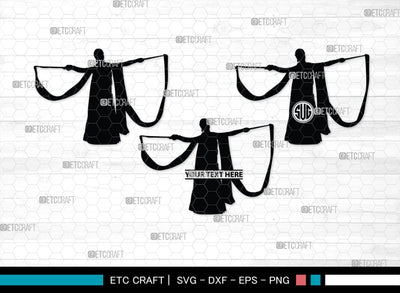 Ribbon Dancer Monogram, Ribbon Dancer Silhouette, Ribbon Dancer SVG, Dancer Svg, Ballet Ribbon Svg, Gymnastic Svg, SB00399 SVG ETC Craft 