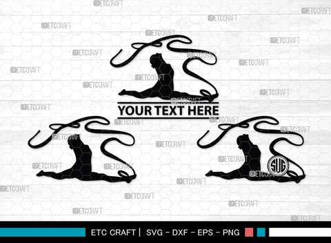 Ribbon Dancer Monogram, Ribbon Dancer Silhouette, Ribbon Dancer SVG, Dancer Svg, Ballet Ribbon Svg, Gymnastic Svg, SB00399 SVG ETC Craft 