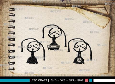 Ribbon Dancer Monogram, Ribbon Dancer Silhouette, Ribbon Dancer SVG, Dancer Svg, Ballet Ribbon Svg, Gymnastic Svg, SB00399 SVG ETC Craft 