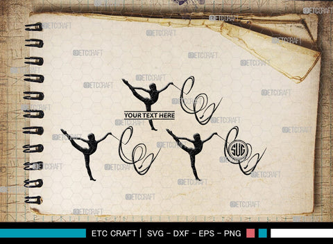 Ribbon Dancer Monogram, Ribbon Dancer Silhouette, Ribbon Dancer SVG, Dancer Svg, Ballet Ribbon Svg, Gymnastic Svg, SB00399 SVG ETC Craft 
