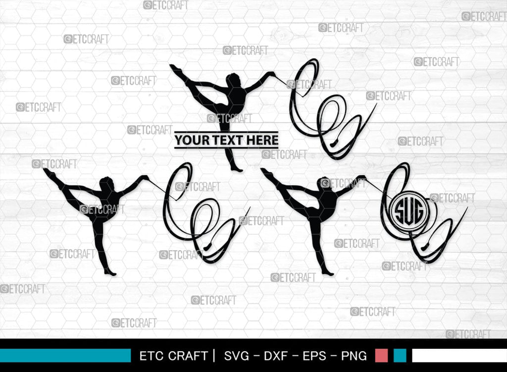 Ribbon Dancer Monogram, Ribbon Dancer Silhouette, Ribbon Dancer SVG ...