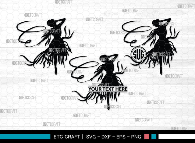 Ribbon Dancer Monogram, Ribbon Dancer Silhouette, Ribbon Dancer SVG, Dancer Svg, Ballet Ribbon Svg, Gymnastic Svg, SB00399 SVG ETC Craft 