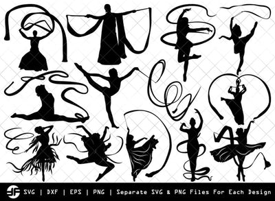 Ribbon Dancer SVG | Ballerina | Silhouette Bundle | Cut File SVG ETC Craft 