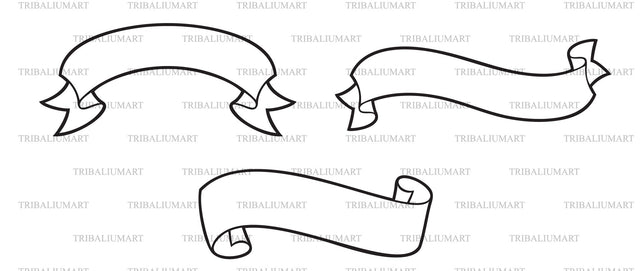 Ribbons or banners icons set SVG TribaliumArtSF 