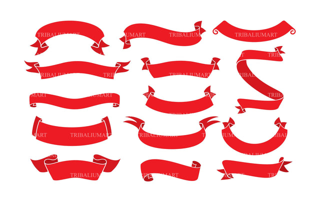 Ribbons or banners icons set SVG TribaliumArtSF 