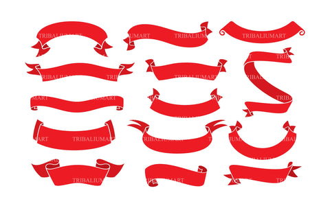 Ribbons or banners icons set SVG TribaliumArtSF 
