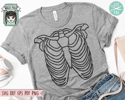 Ribcage SVG, Skeleton SVG, Halloween SVG< Skeleton png, Rib Cage Clipart, Halloween Clipart, Witchy svg, Halloween png, Bones svg, Spooky svg SVG Wild Pilot 