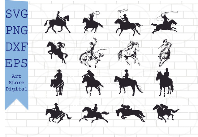 Riding Horse Svg, Horse Svg Bundle, Horse Silhouettes SVG, Horse Vector, Horse Design SVG, Running Horses Svg, Png, Dxf, Eps Cut Files SVG Artstoredigital 