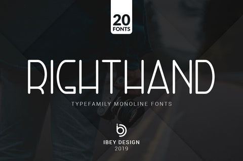 RightHand - 20 Monoline Fonts Font Ibey Design 