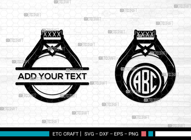 Ring Monogram SVG, Split Monogram, Engagement Rings SVG, Diamond Ring Svg, Wedding Bands Svg, Couple Rings Svg, Ring SVG ETC Craft 