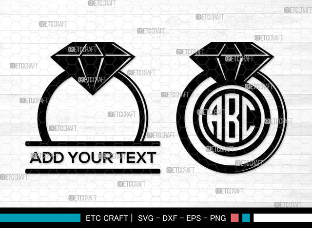 Ring Monogram SVG, Split Monogram, Engagement Rings SVG, Diamond Ring Svg, Wedding Bands Svg, Couple Rings Svg, Ring SVG ETC Craft 