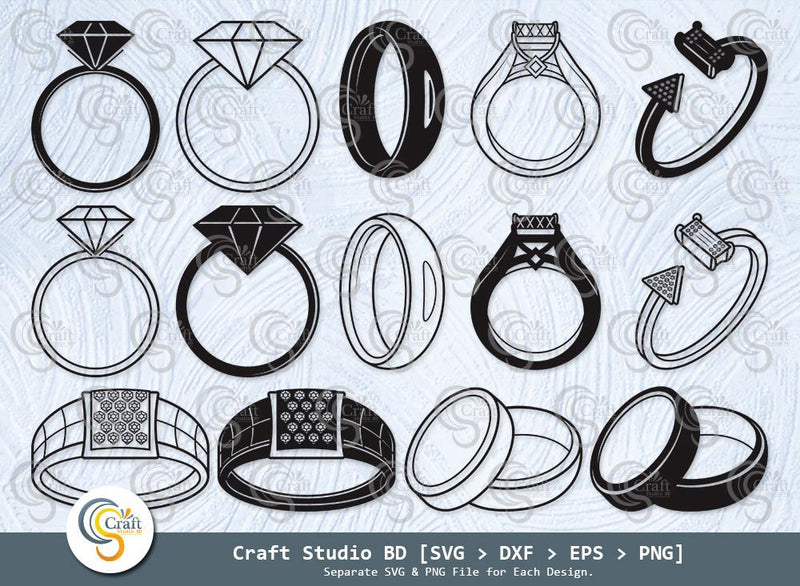 ring svg, ring, wedding bands, diamond ring, couple rings svg, ring bundle, wedding band icon, outline, silhouette, cricut svg, svg cut file, cutting file, svg for cricut, SVG ETC Craft 