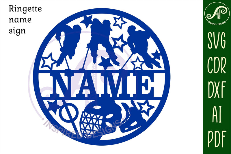 Ringette name sign svg laser cut template - So Fontsy