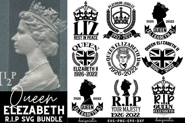 RIP Queen Elizabeth SVG Bundle, RIP Queen Elizabeth Shirt SVG DESIGNISTIC 