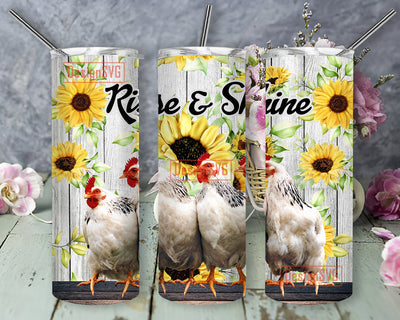 Rise and Shine Chickens Rooster 20oz Skinny Straight Tumbler Wrap PNG, Chickens Sublimation Designs PNG, Chickens Rooster Digital Download Sublimation DesignSVG 