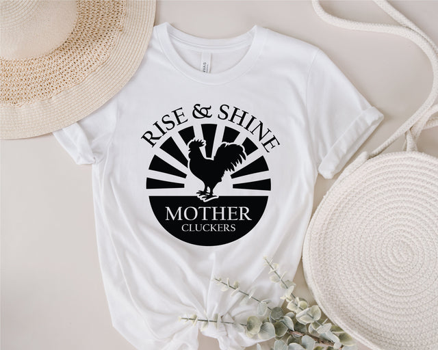 Rise And Shine Download farm Chicken Svg, Cricut SVG cut file, silhouette file, decals Mugs, Chick svg, Rooster Svg, Clip art download SVG Fauz 