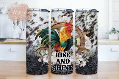 Rise and Shine Rooster Tumbler PNG Design Farm Animal Life 20 oz Skinny Tumbler, Farm Animals Tumbler Png,20oz Skinny Tumbler Designs Png Sublimation Rabbitmakies 