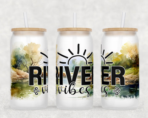 River Libbey Glass Can Wraps, 16oz Glass Can Sublimation Designs, River Quotes Glass Can PNG Files Sublimation HappyDesignStudio 