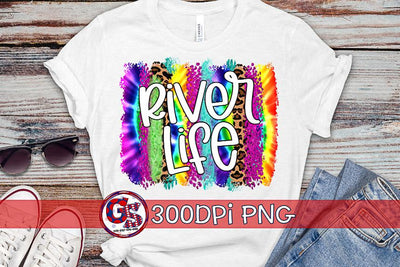 River Life Tie Dye Brush Strokes Set PNG for Sublimation Sublimation Greedy Stitches 