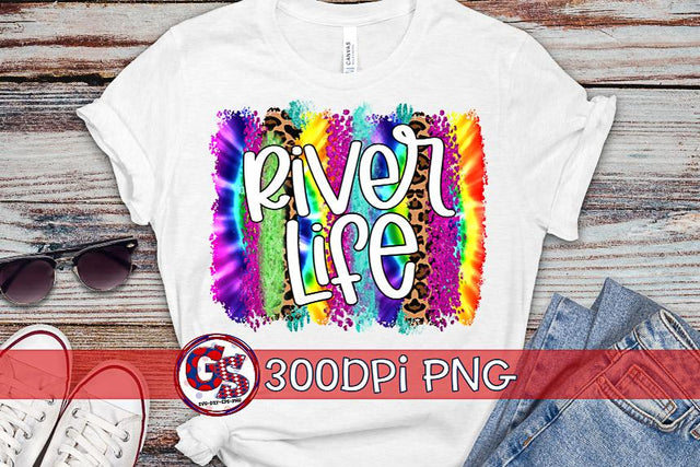 River Life Tie Dye Brush Strokes Set PNG for Sublimation Sublimation Greedy Stitches 