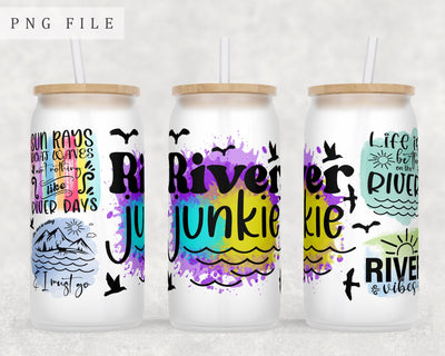 River Quotes Libbey Glass Can Wrap, 16oz Glass Can Sublimation Design, River Sayings Glass Can PNG File Sublimation HappyDesignStudio 